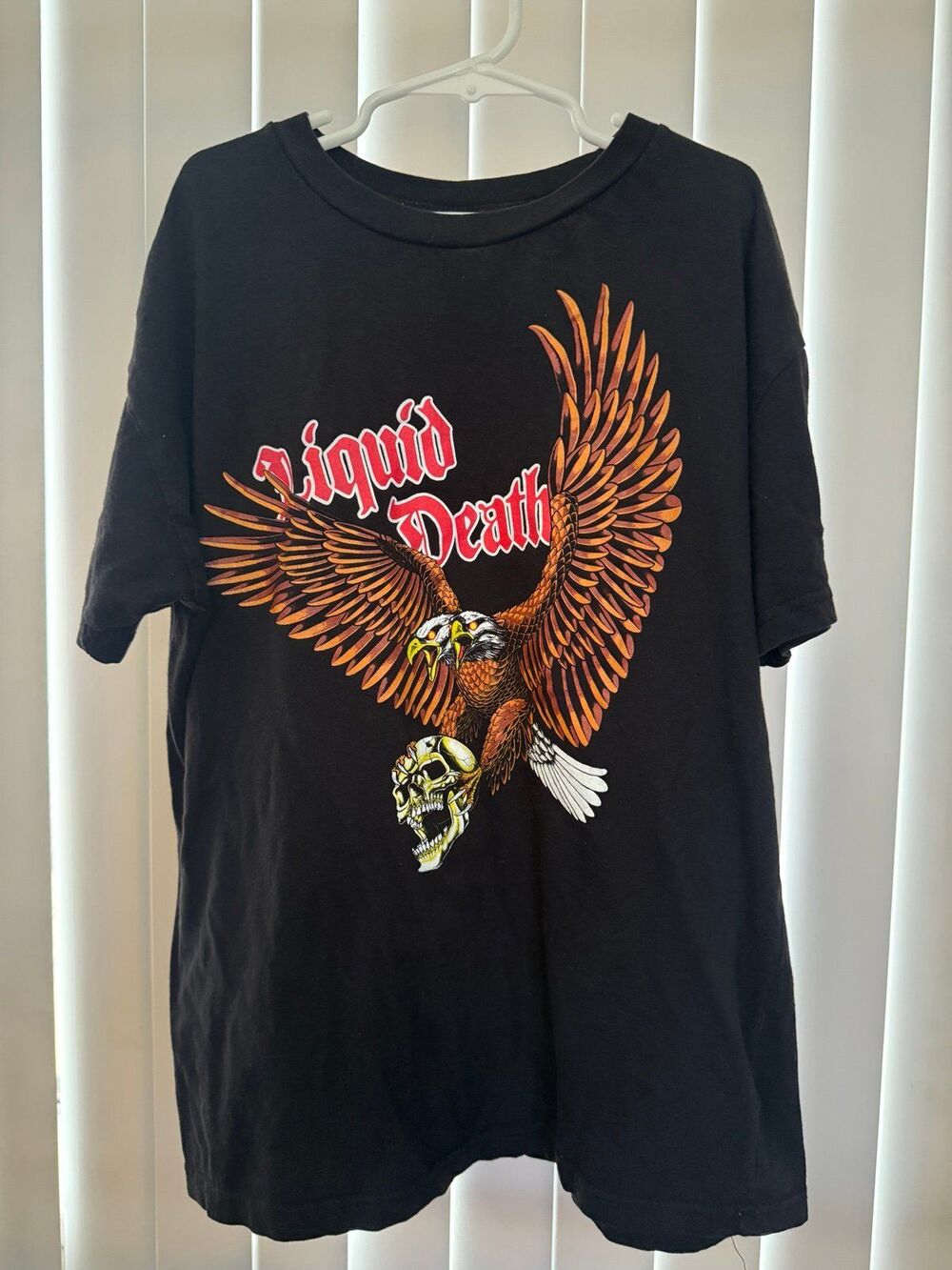 Youth Liquid Death Two Headed Eagle & Skull Black Shirt Size Large 10/12